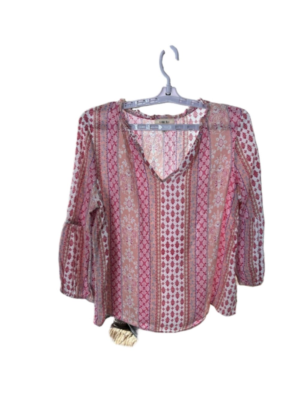 Women's COMO BLU Pink & White Floral Blouse M